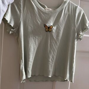 Green T-Shirt with Butterfly Patch